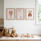 Stay Cosy Nursery Wall Art Set of 3, Hot Air Balloon & Mouse Prints, Neutral Nursery Decor