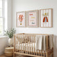 Stay Cosy Nursery Wall Art Set of 3, Hot Air Balloon & Mouse Prints, Neutral Nursery Decor