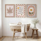 Shining Star Nursery Wall Art Set of 3, Daisy Flower Baby Room Print, Neutral Nursery Decor