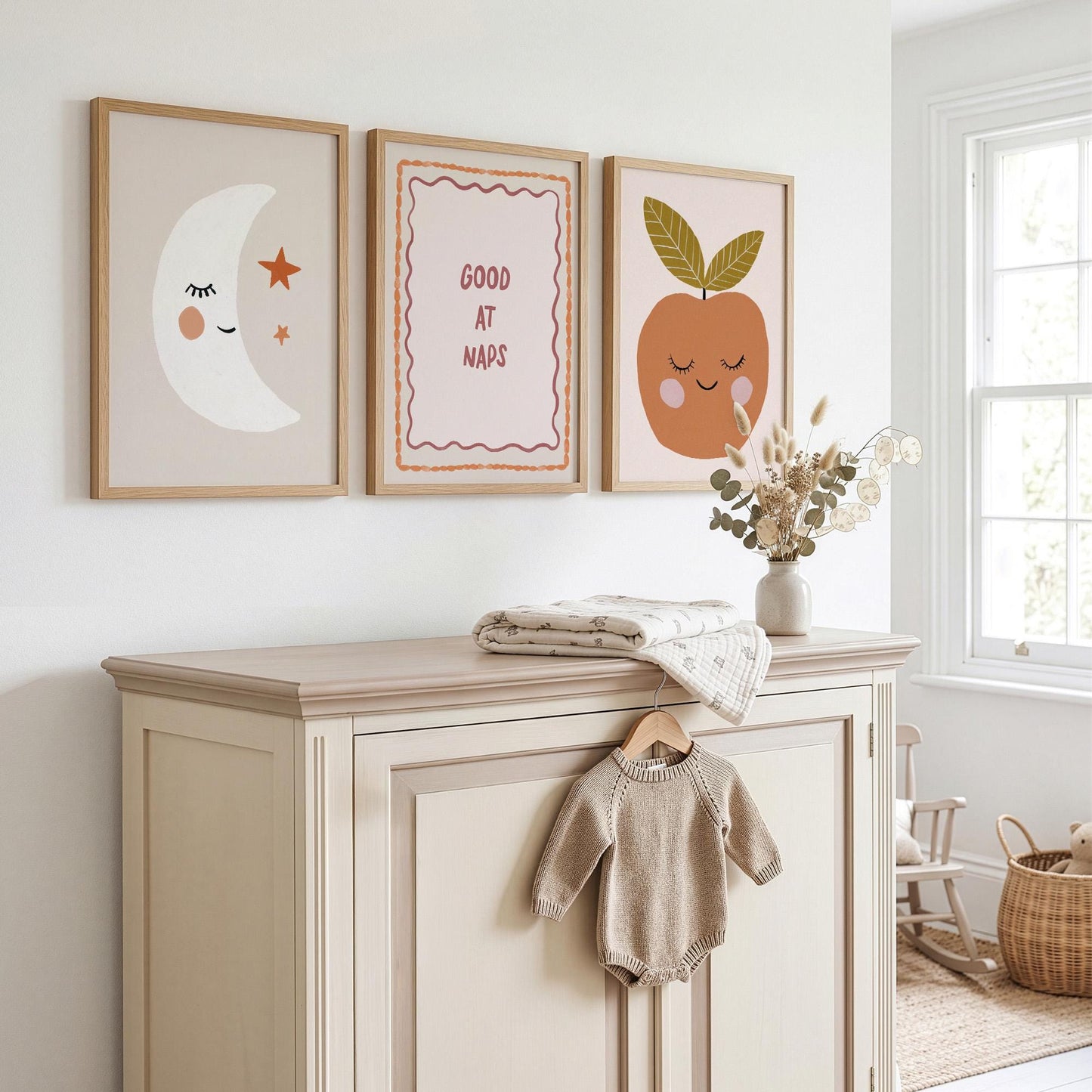 Good At Naps Nursery Prints Set of 3, Moon Neutral Baby Nursery Wall Art