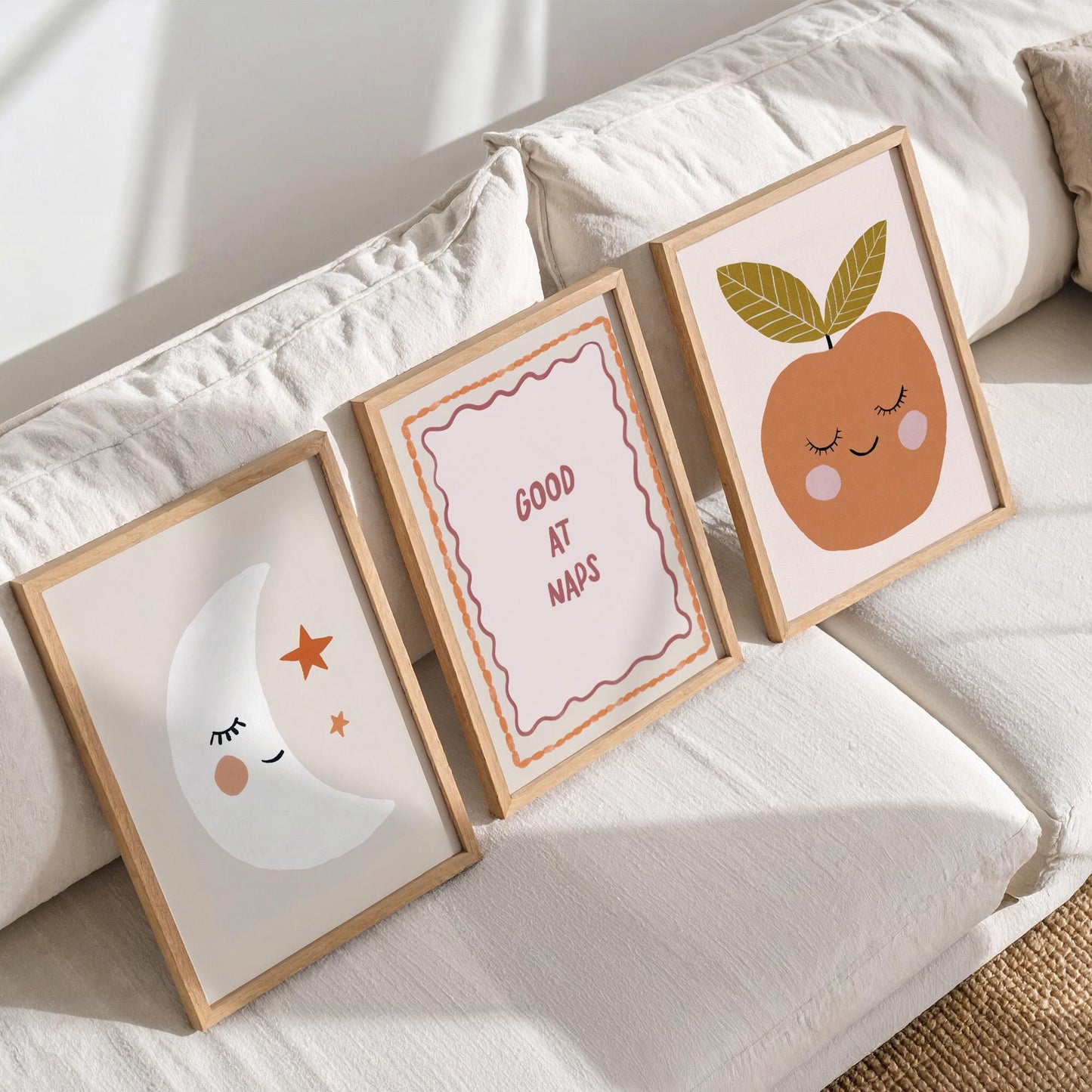 Good At Naps Nursery Prints Set of 3, Moon Neutral Baby Nursery Wall Art