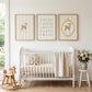Deer Nursery Wall Art Set of 3 Prints, Vintage Fawn Prints Alphabet ABC Poster, Neutral Baby Room Decor