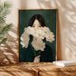 Japanese White Anemone Flower Woman Print, Minimalist Botanical Wall Art (Digital Download)