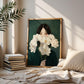 Japanese White Anemone Flower Woman Print, Minimalist Botanical Wall Art (Digital Download)