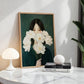 Japanese White Anemone Flower Woman Print, Minimalist Botanical Wall Art (Digital Download)