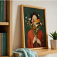 Japanese Wildflower Wall Art Print, Minimalist Botanical Woman Portrait Poster (Digital Download)