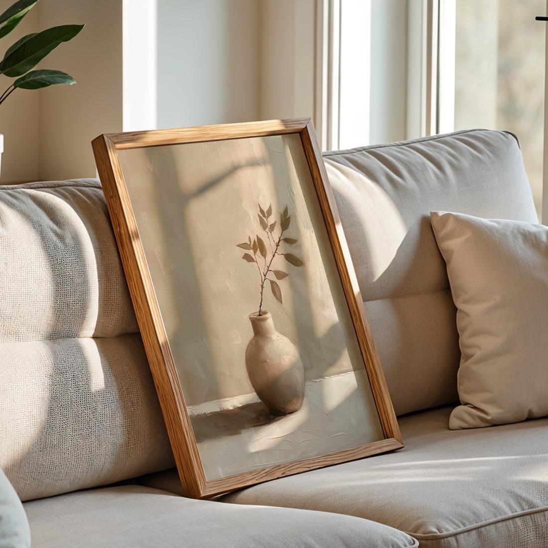 Japandi Minimalist Vase Wall Art Print, Neutral Botanical Poster (Digital Download)