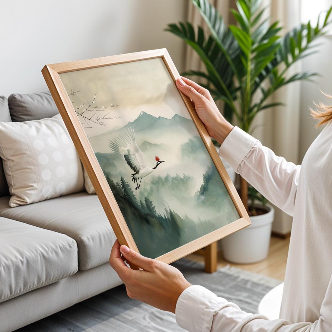 Japanese Crane Wall Art Print, Red Crowned Crane Poster (Digital Download)