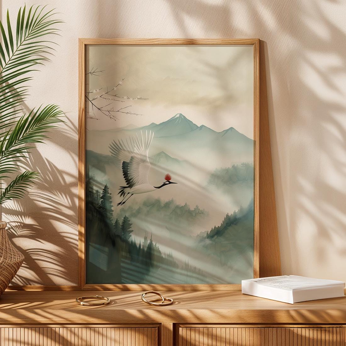 Japanese Crane Wall Art Print, Red Crowned Crane Poster (Digital Download)