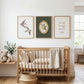 Olive Green Botanical Nursery Prints - Set of 3 - Vintage Swallow Bird Nursery Wall Art