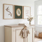 Olive Green Botanical Nursery Prints - Set of 3 - Vintage Swallow Bird Nursery Wall Art