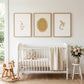 Vintage Nursery Set of 3 Prints, Goose and Bunny Wall Art, Beige Gold Nursery Decor