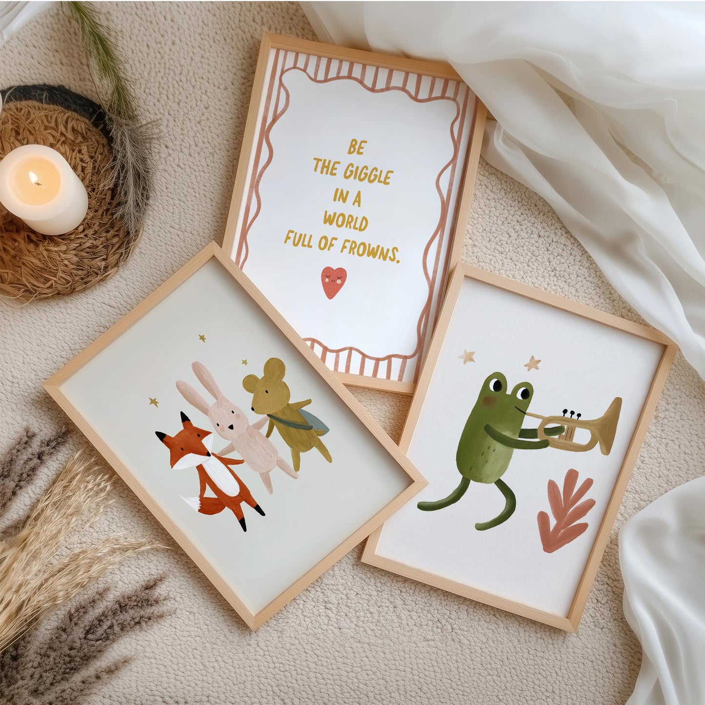 Woodland Nursery Wall Art Set of 3, Neutral Nursery Quote Prints
