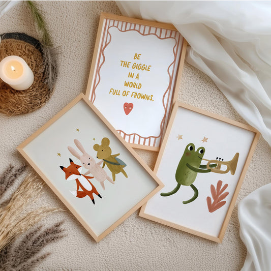 Woodland Nursery Wall Art Set of 3, Neutral Nursery Quote Prints