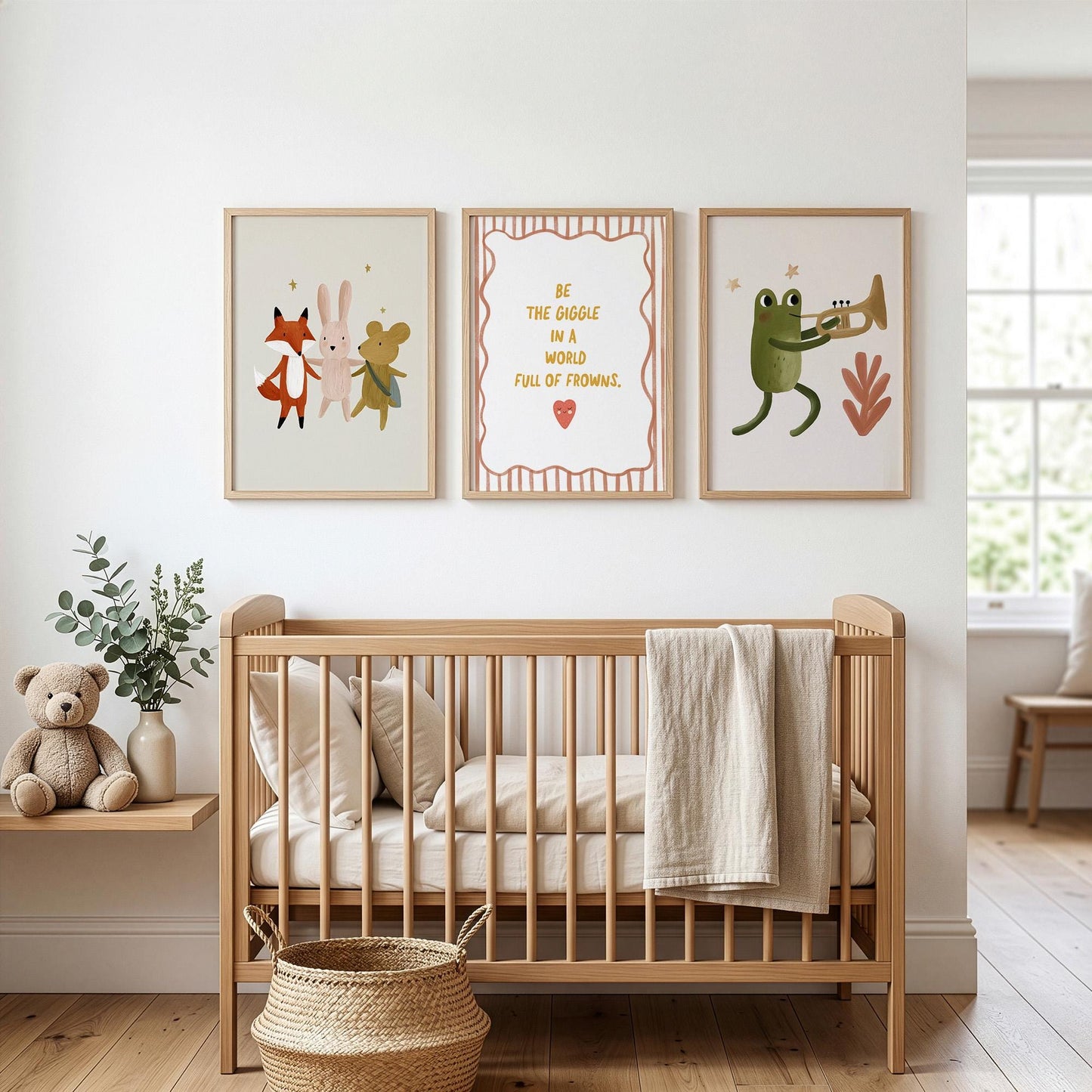 Woodland Nursery Wall Art Set of 3, Neutral Nursery Quote Prints