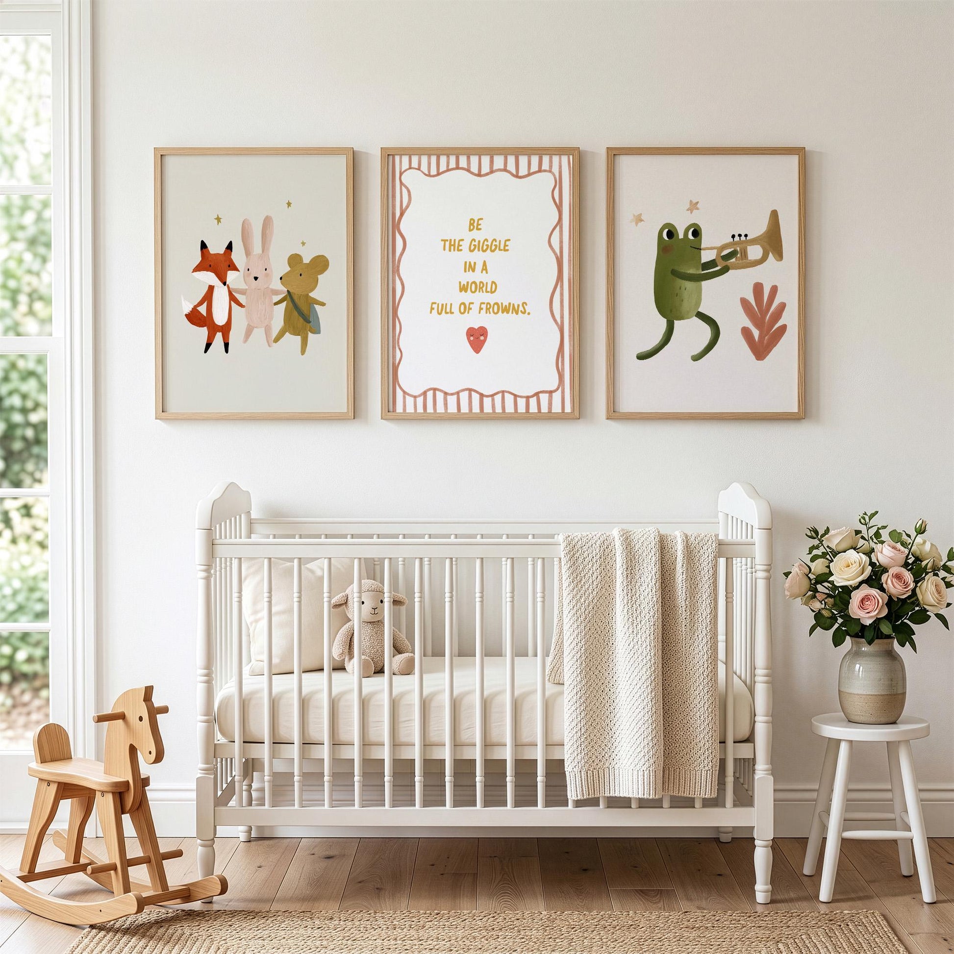 Woodland Nursery Wall Art Set of 3, Neutral Nursery Quote Prints