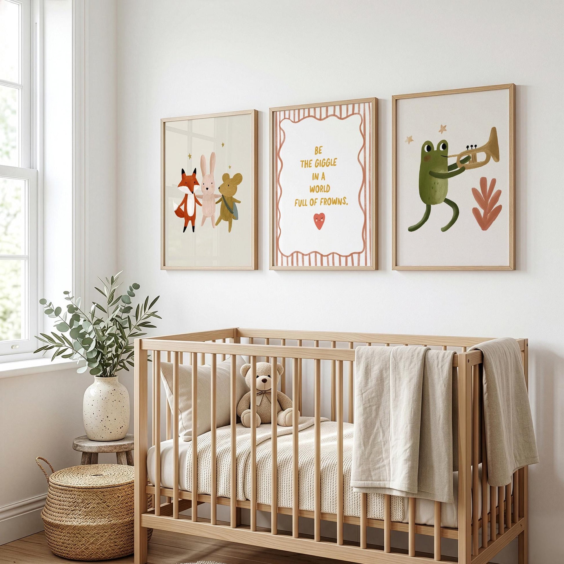 Woodland Nursery Wall Art Set of 3, Neutral Nursery Quote Prints
