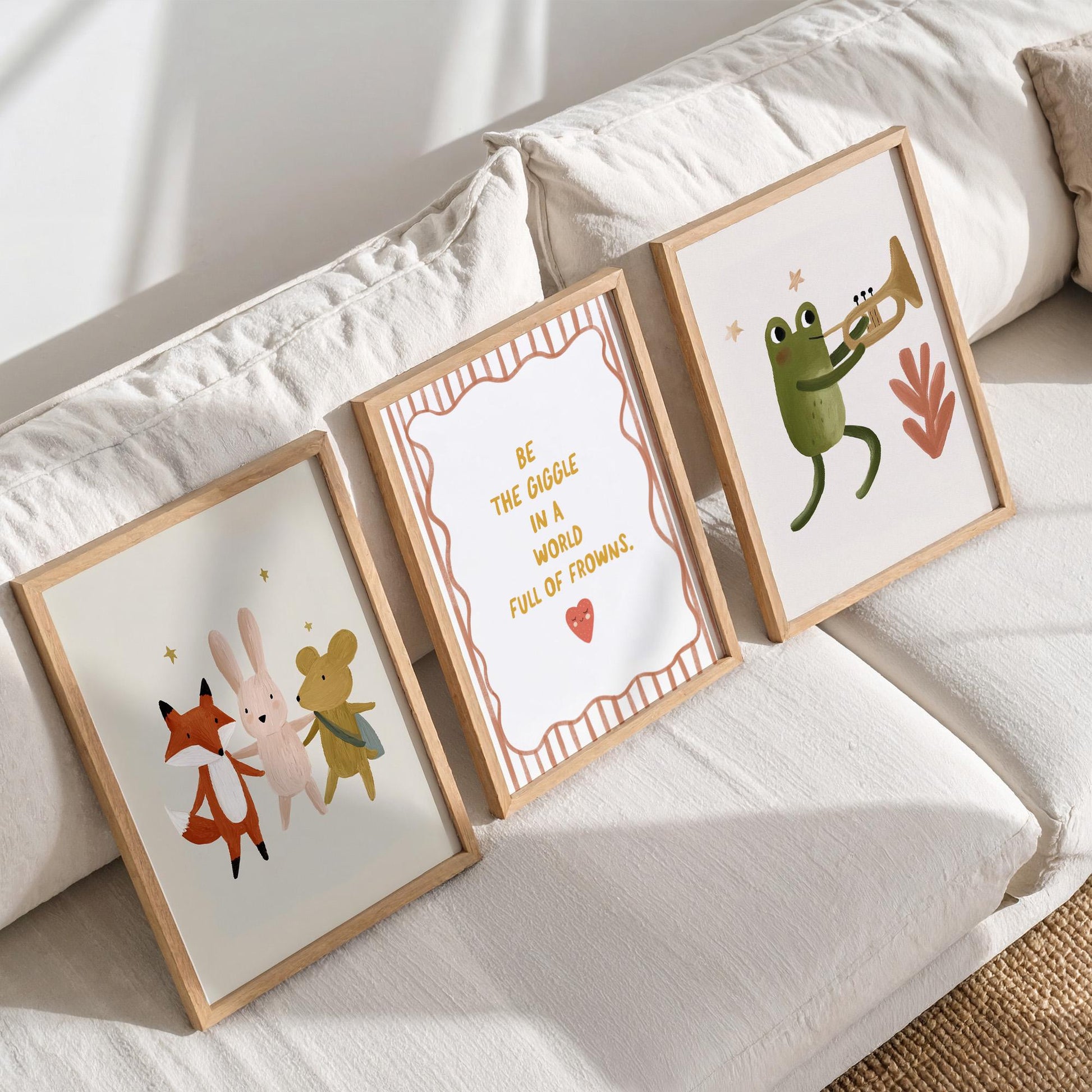 Woodland Nursery Wall Art Set of 3, Neutral Nursery Quote Prints