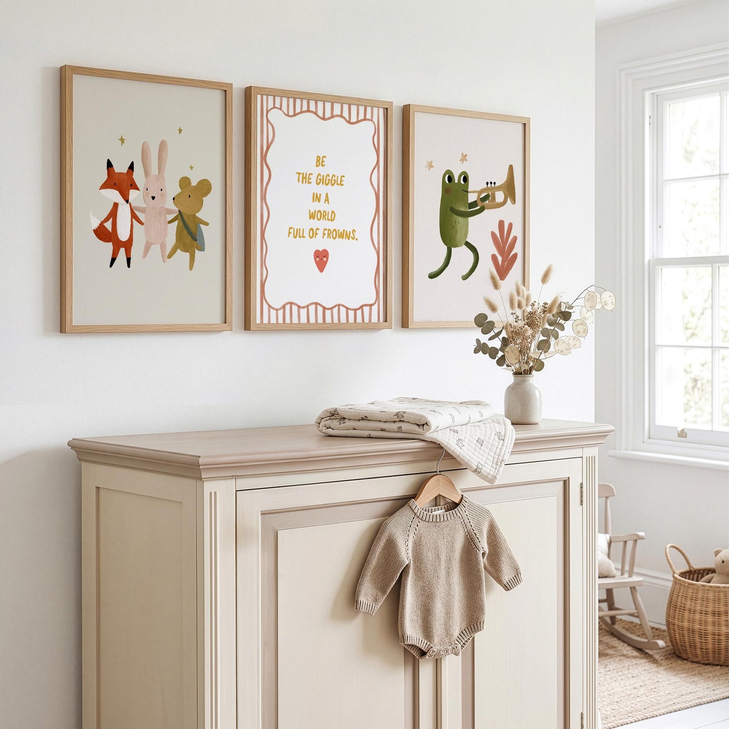Woodland Nursery Wall Art Set of 3, Neutral Nursery Quote Prints