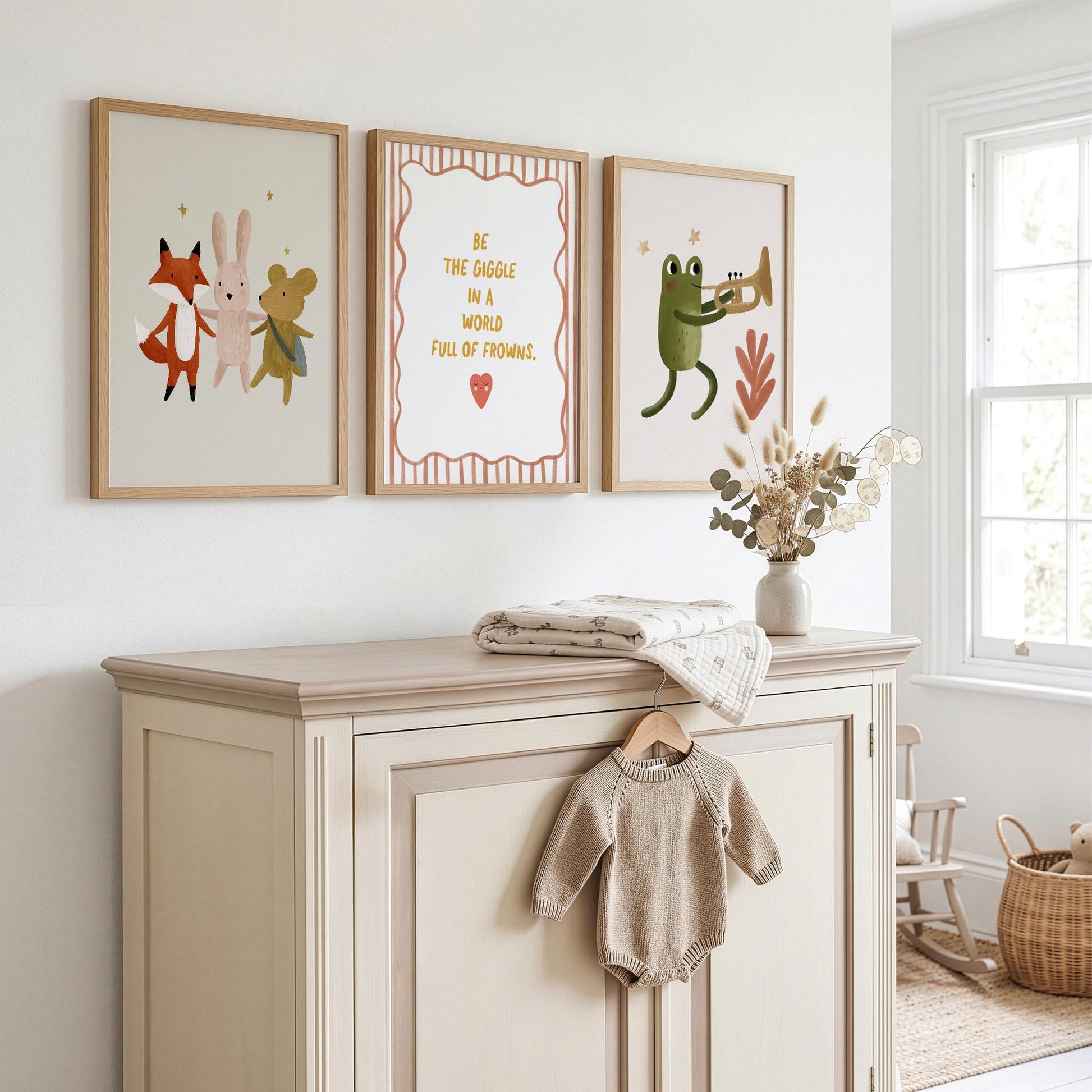 Woodland Nursery Wall Art Set of 3, Neutral Nursery Quote Prints