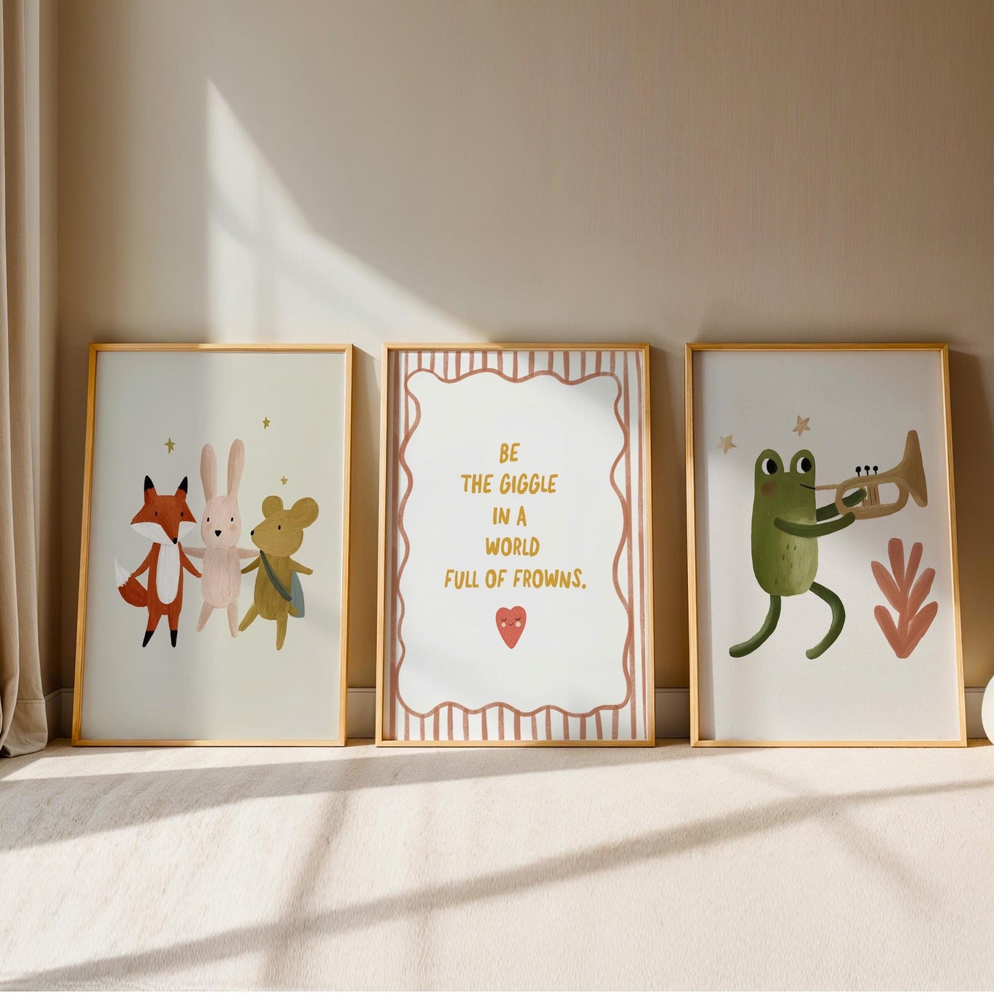 Woodland Nursery Wall Art Set of 3, Neutral Nursery Quote Prints