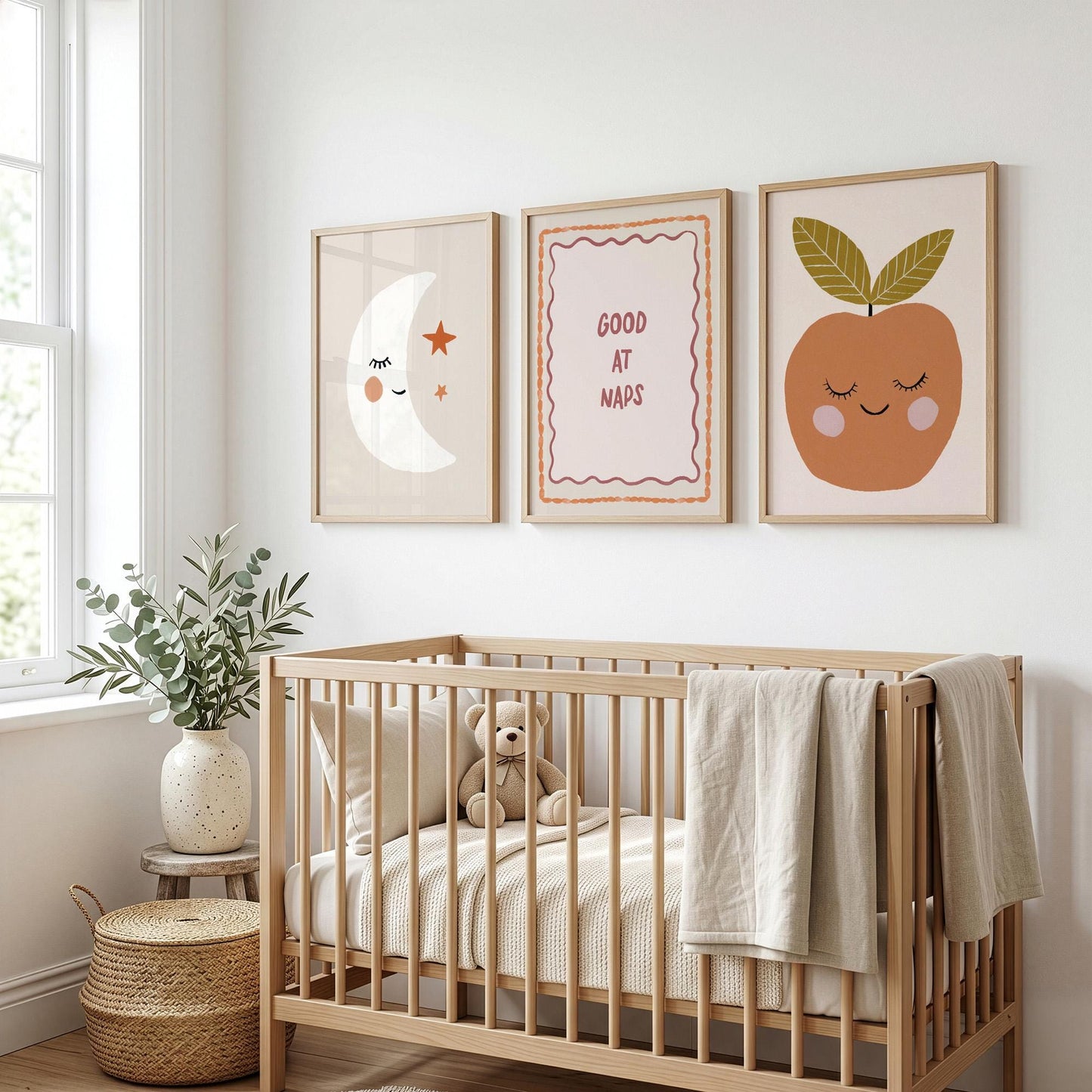 Good At Naps Nursery Prints Set of 3, Moon Neutral Baby Nursery Wall Art