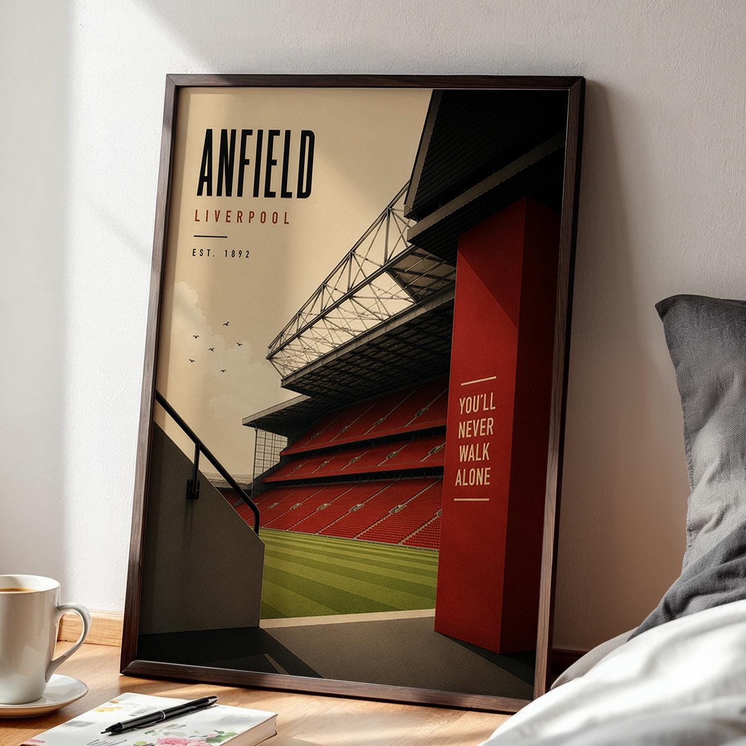 Liverpool Football Stadium Poster, Anfield Wall Art, Liverpool Gift, A4 or A3