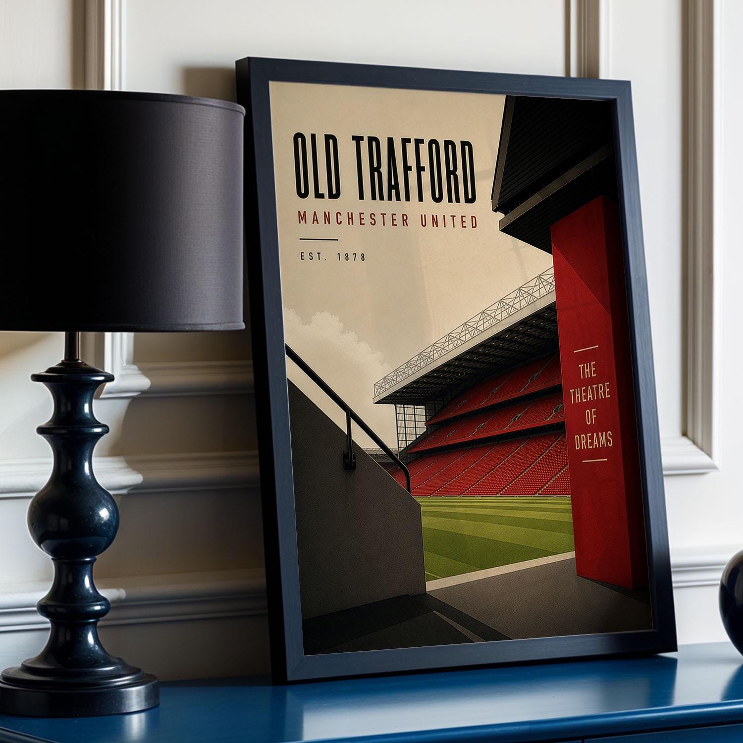 Manchester United Football Stadium Poster, Man U Gift, A4 or A3