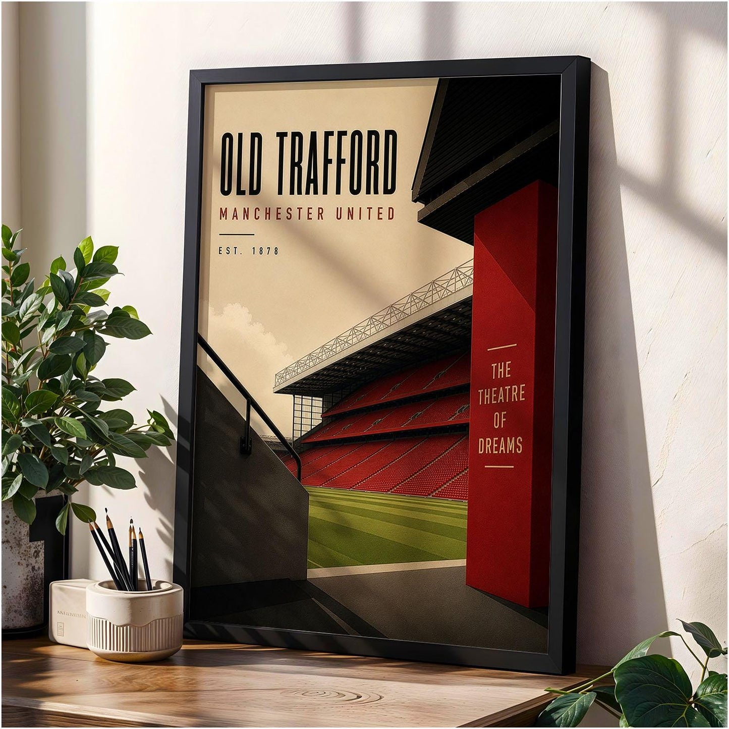 Manchester United Football Stadium Poster, Man U Gift, A4 or A3