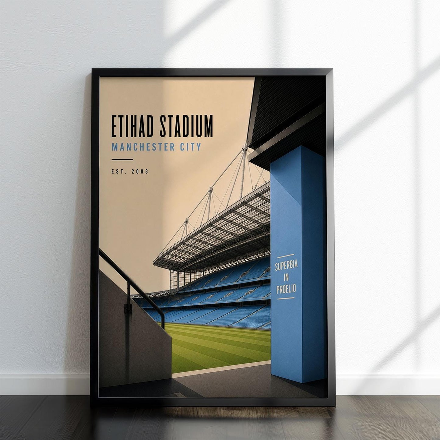 Manchester City Football Stadium Poster, Football Wall Art, Man City Gift, A4 or A3