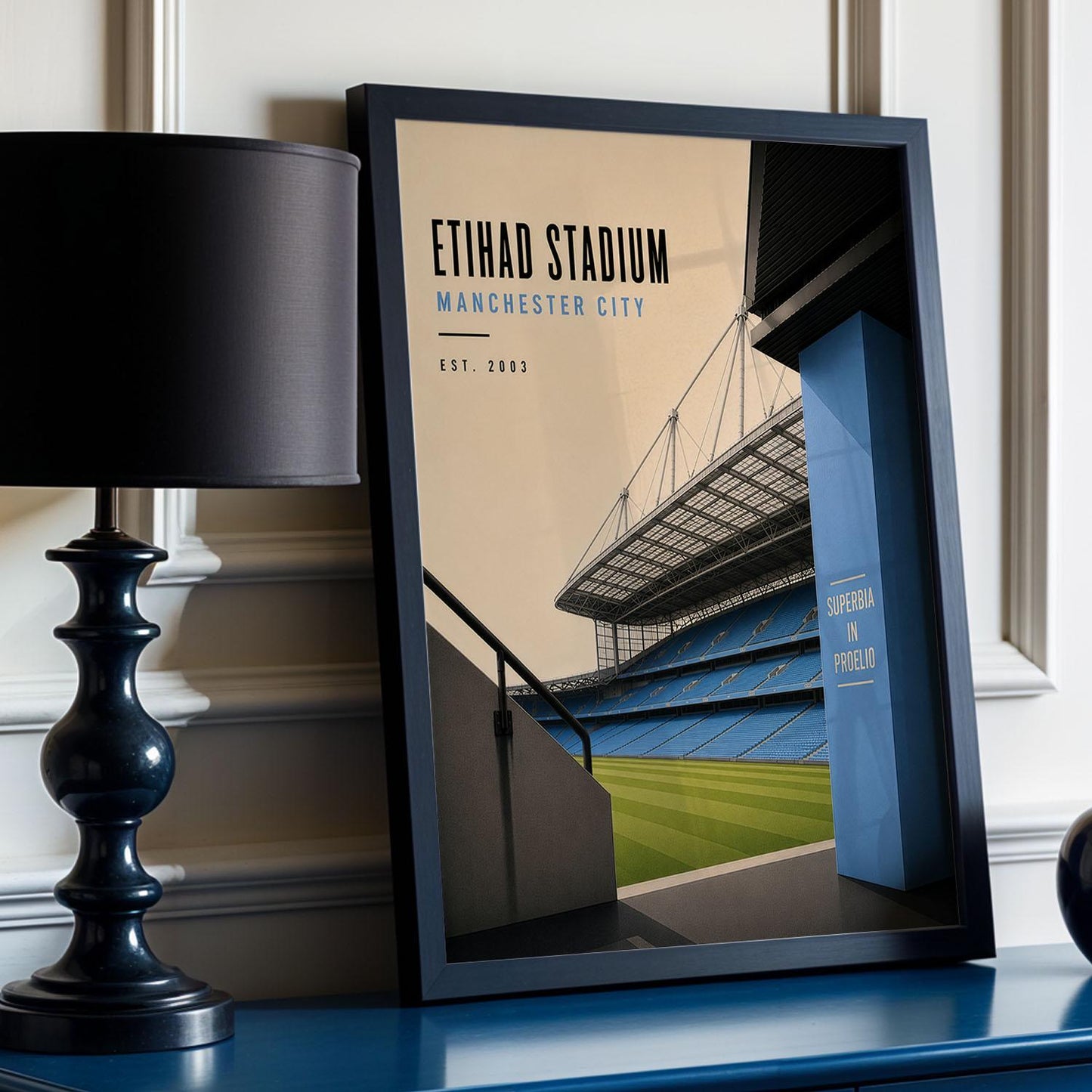 Manchester City Football Stadium Poster, Football Wall Art, Man City Gift, A4 or A3