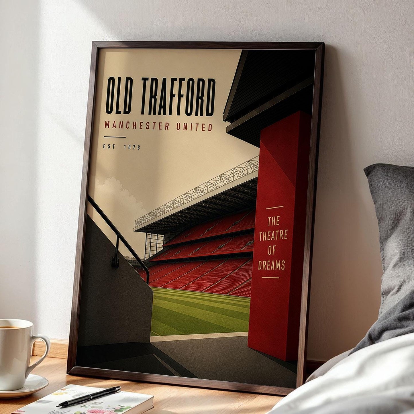 Manchester United Football Stadium Poster, Man U Gift, A4 or A3