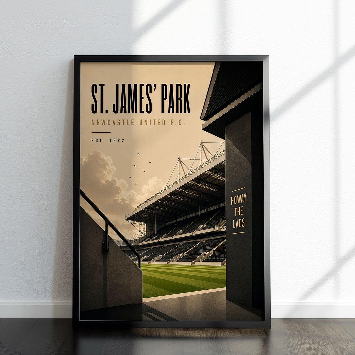 Newcastle Football Stadium Poster, Football Wall Art, A4 or A3