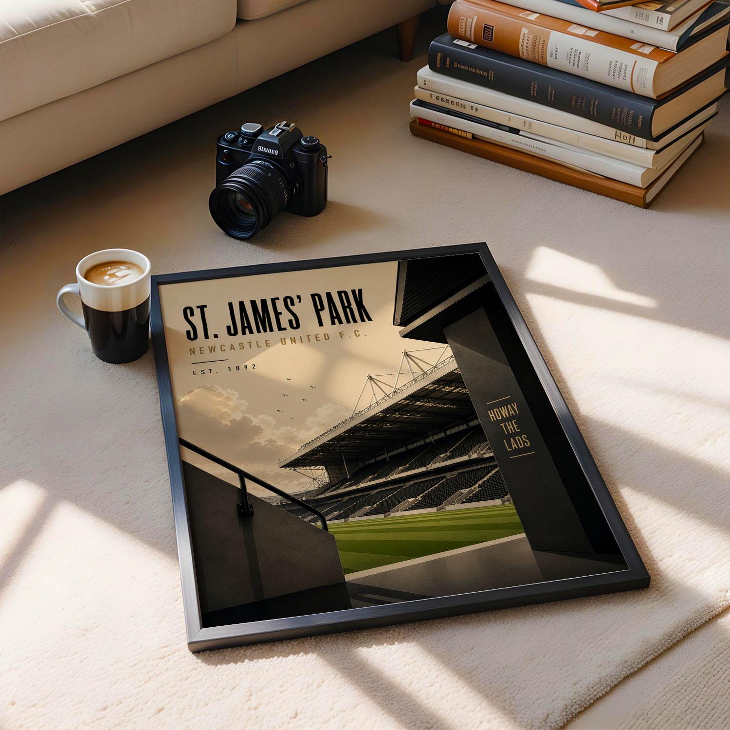 Newcastle Football Stadium Poster, Football Wall Art, A4 or A3