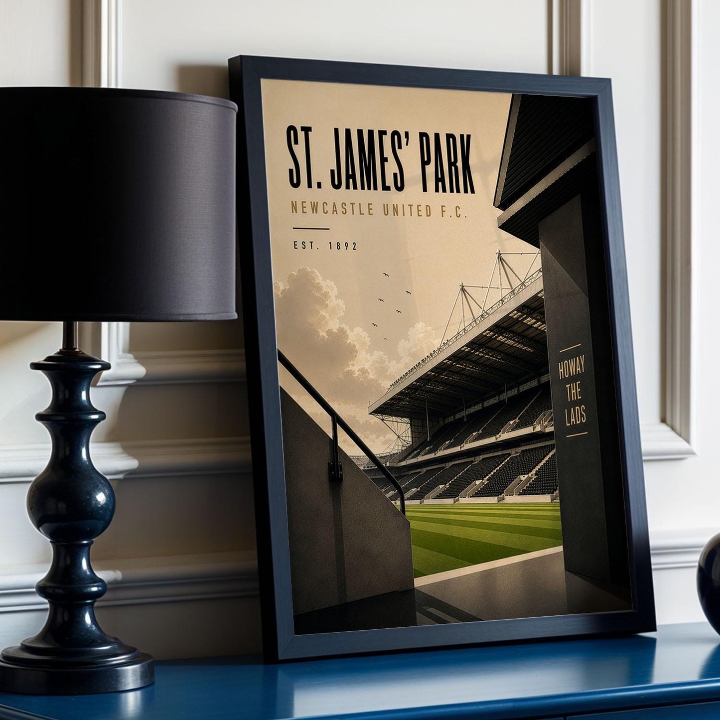 Newcastle Football Stadium Poster, Football Wall Art, A4 or A3