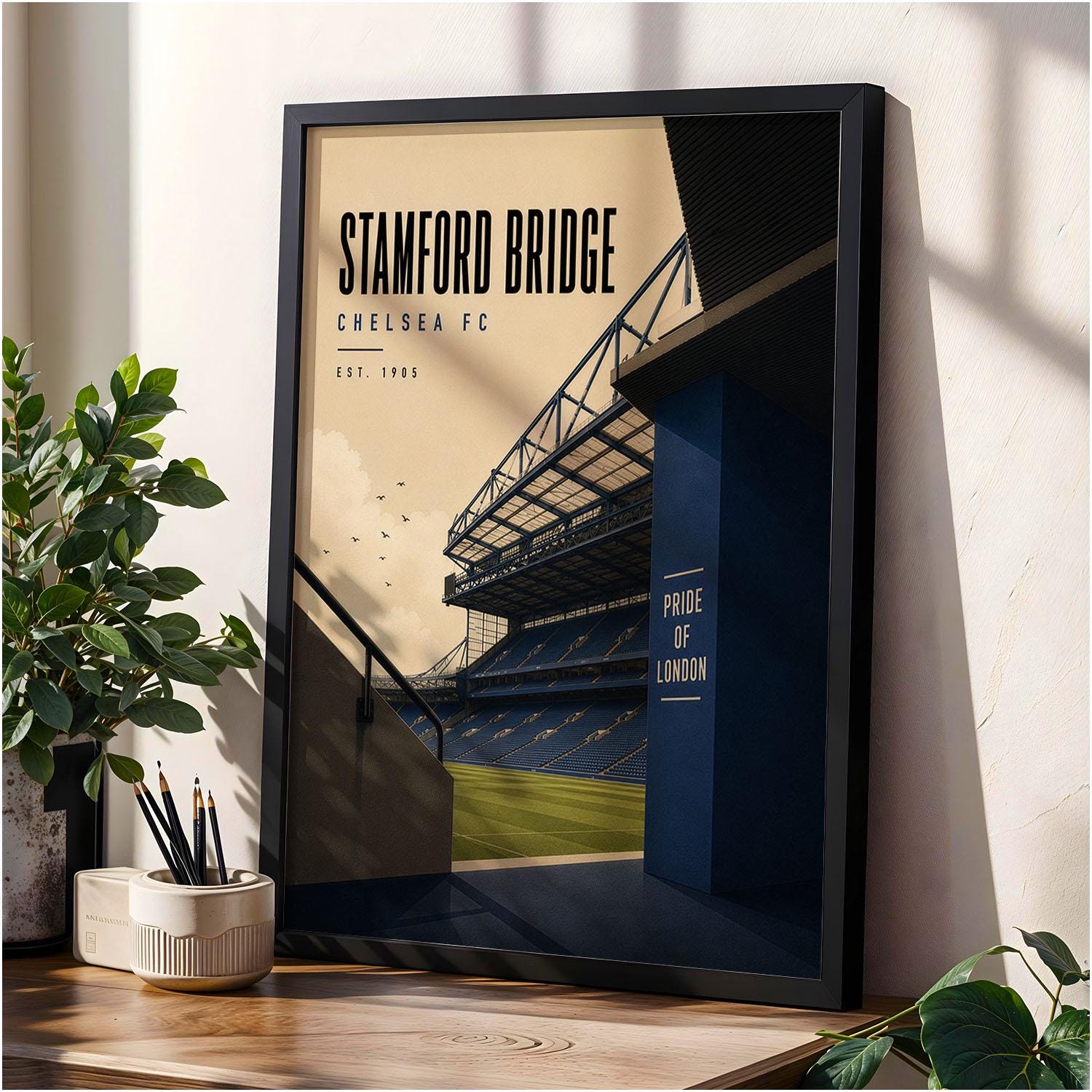 Chelsea Football Stadium Poster, Chelsea Fan Gift, A4 or A3