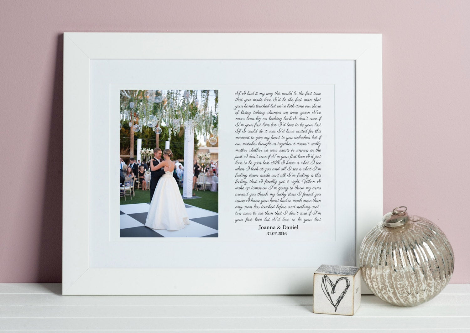 Song Lyrics Photo Print, Wedding Song Lyrics Gift, Wedding Anniversary Gift, Song Lyrics Print, Wedding Photo Frame, Photo Anniversary Gift