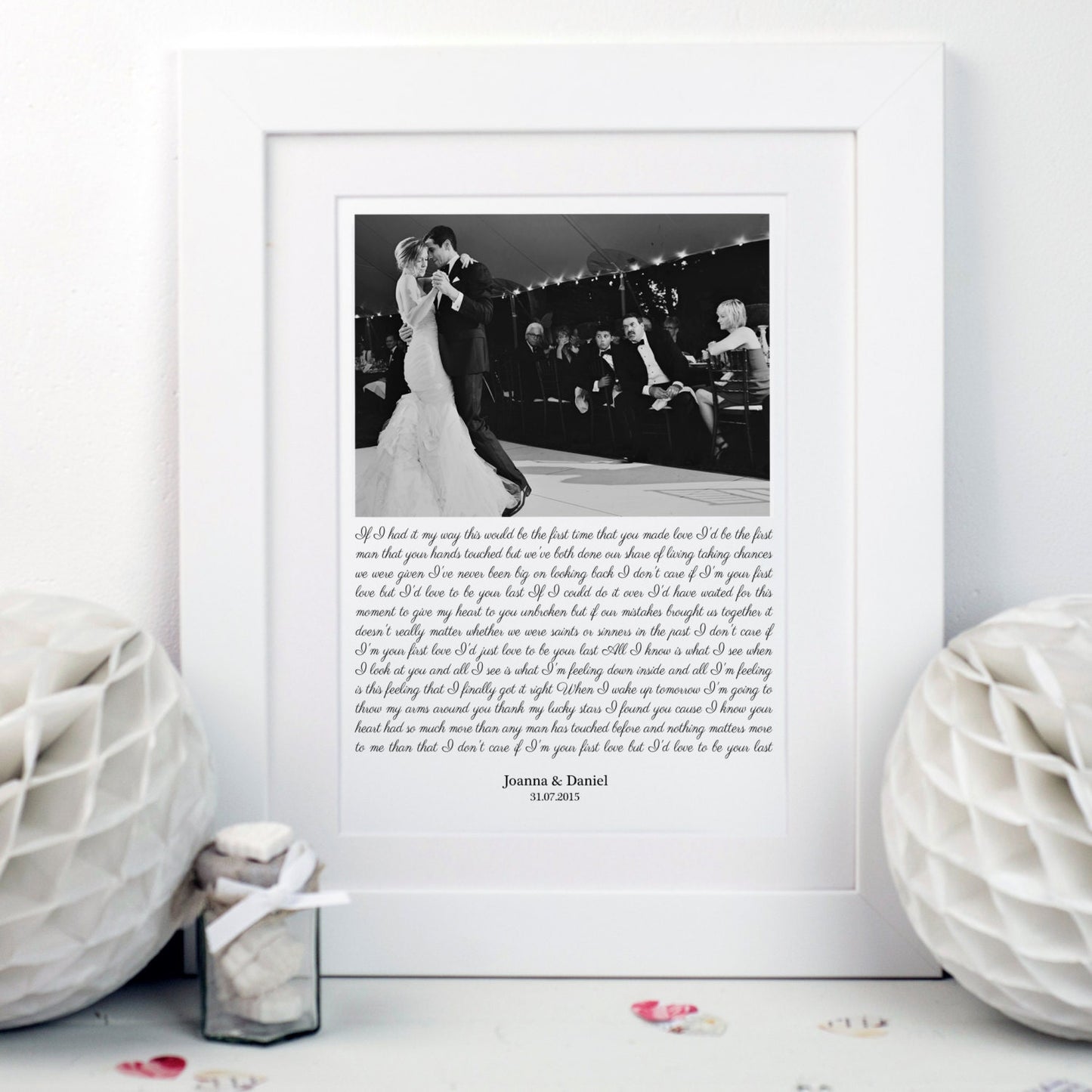 Song Lyrics Photo Print, Wedding Song Lyrics Gift, Wedding Anniversary Gift, Song Lyrics Print, Wedding Photo Frame, Photo Anniversary Gift
