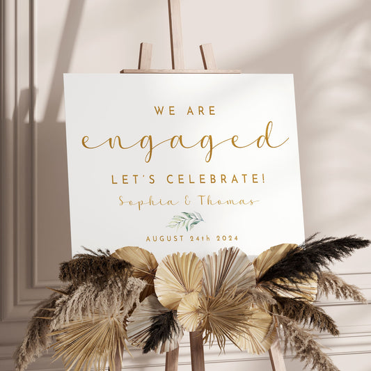 White Engagement Party Sign