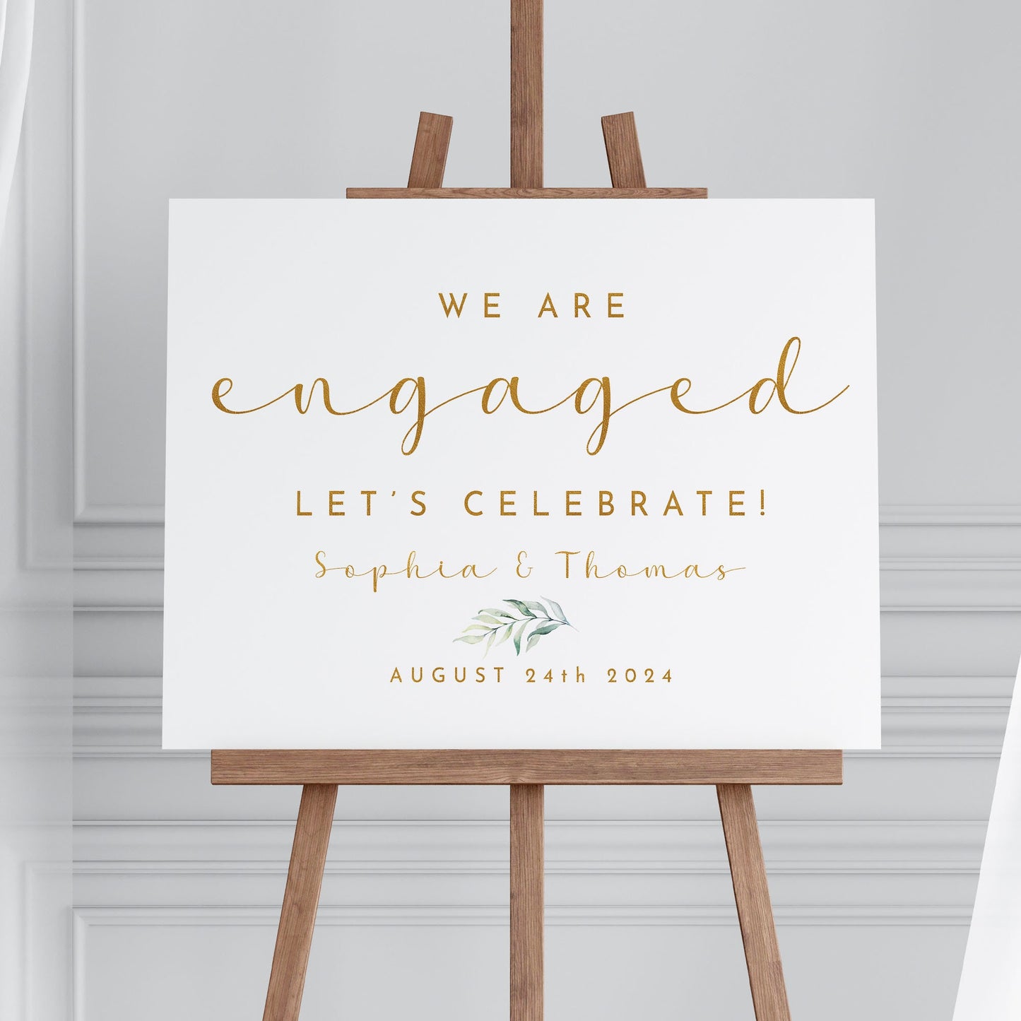 White Engagement Party Sign