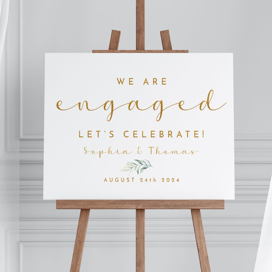 White Engagement Party Welcome Sign