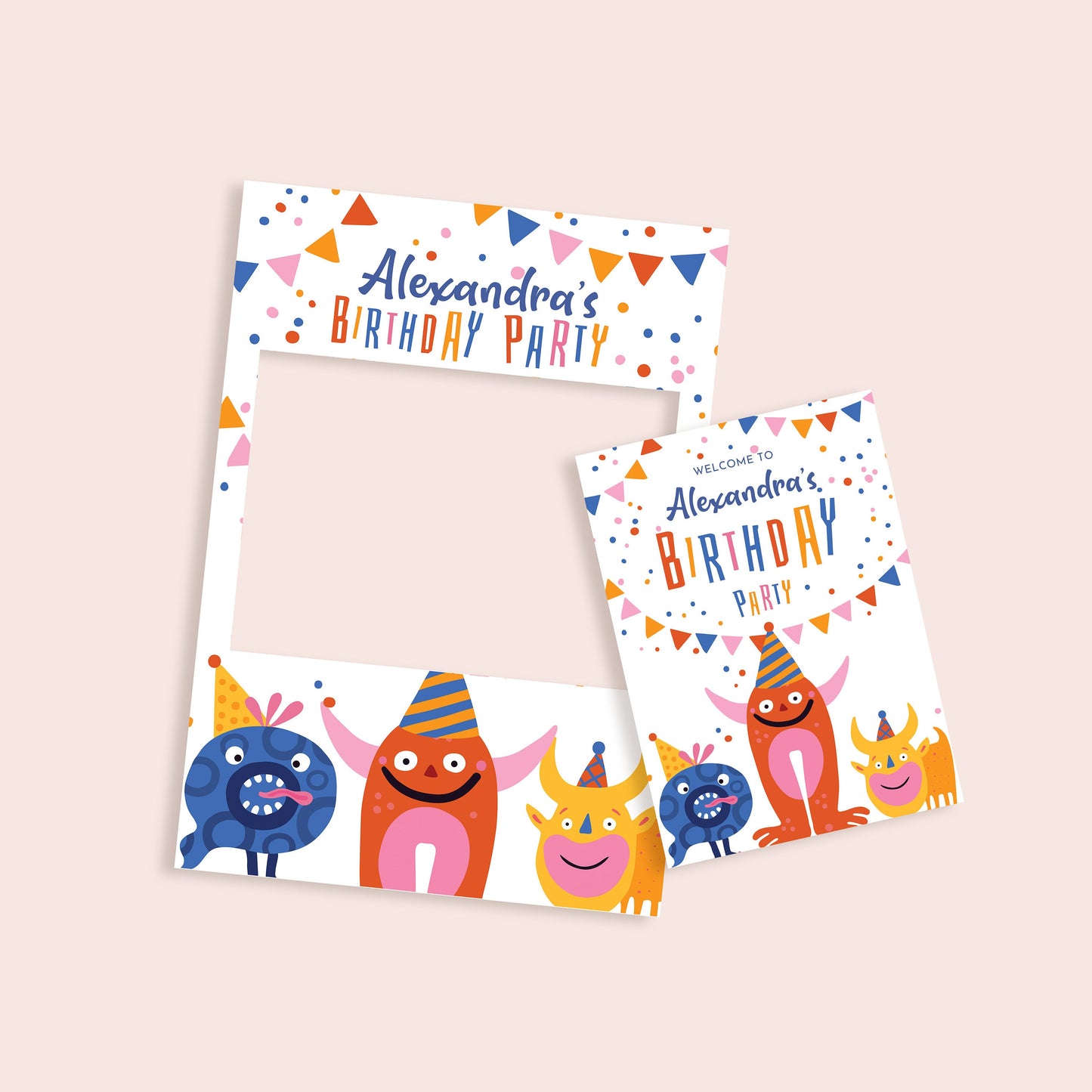 Monsters Theme Birthday Party, Selfie Frame and Party Sign