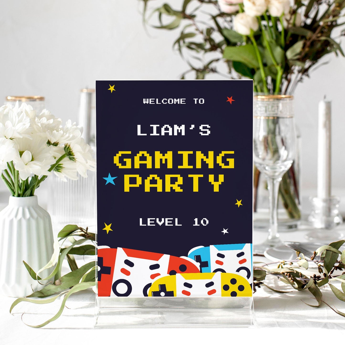 Gaming Birthday Party Selfie Frame and Gaming Party Sign