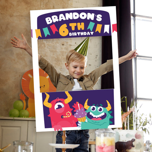 Monsters Kids Birthday Selfie Frame and Welcome Sign