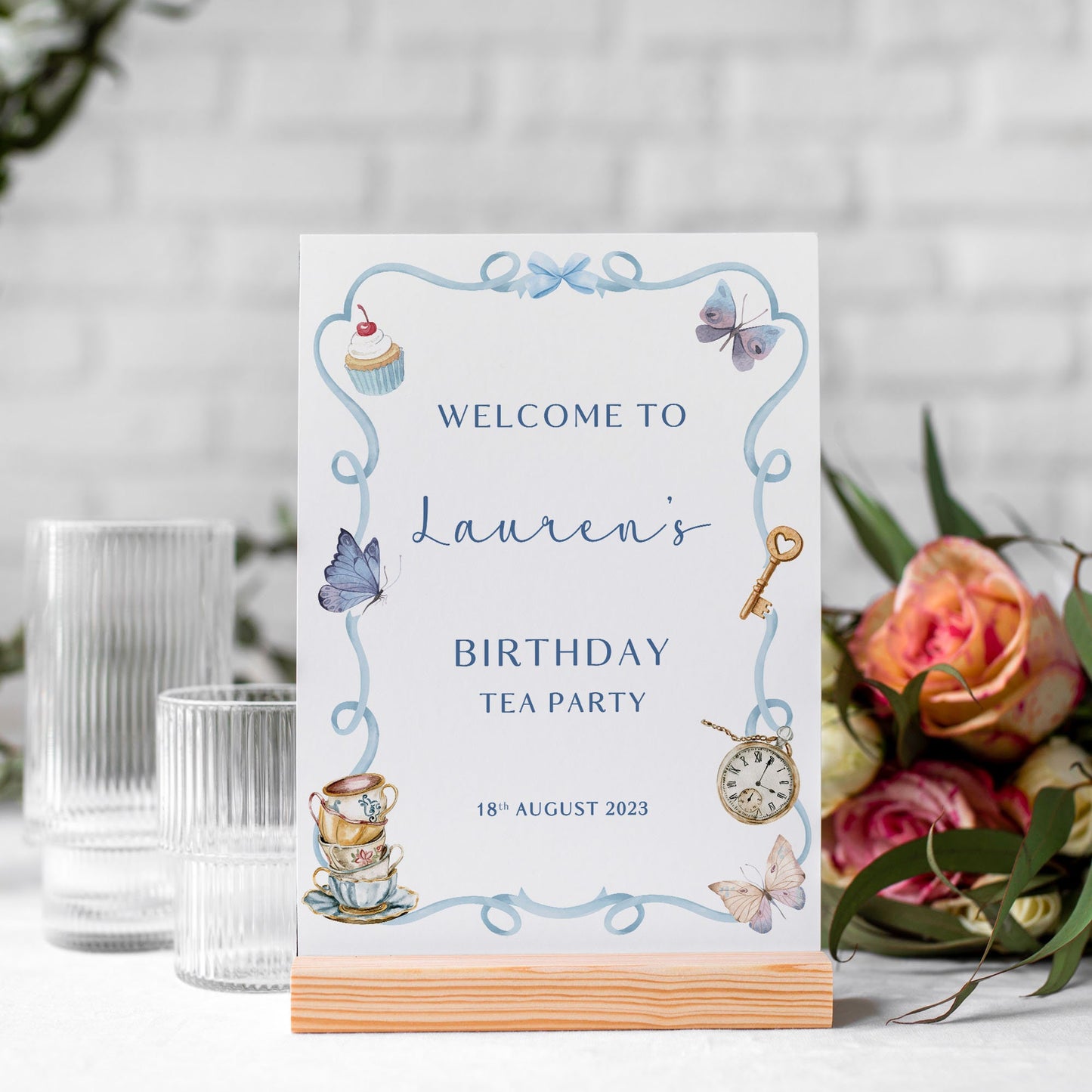 Alice in Wonderland Birthday Party Selfie Frame and Sign