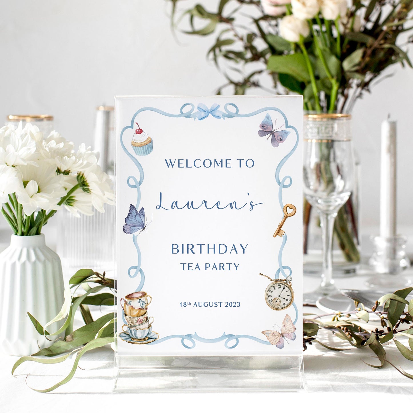 Alice in Wonderland Birthday Party Selfie Frame and Sign