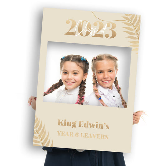 Gold School Leavers Selfie Frame and Party Sign