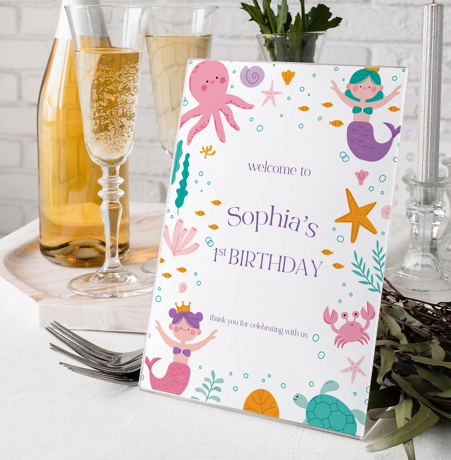 Mermaid Birthday Party Sign, 1st Birthday Party, Mermaid Birthday Party Decorations, Mermaid Party Theme, Mermaid 2nd Birthday