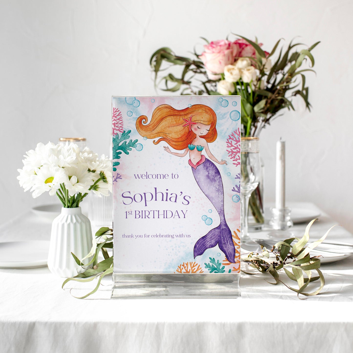 Mermaid Birthday Party Selfie Frame and Sign