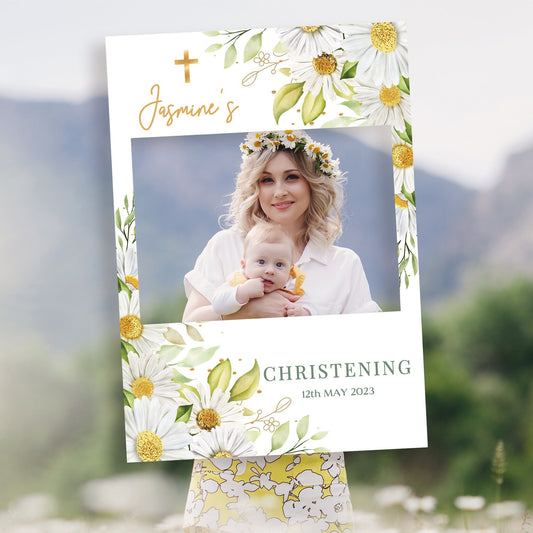 Daisies Christening Photobooth Frame and Welcome Sign